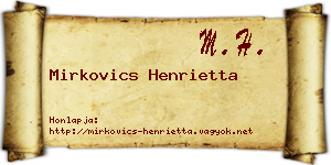 Mirkovics Henrietta névjegykártya